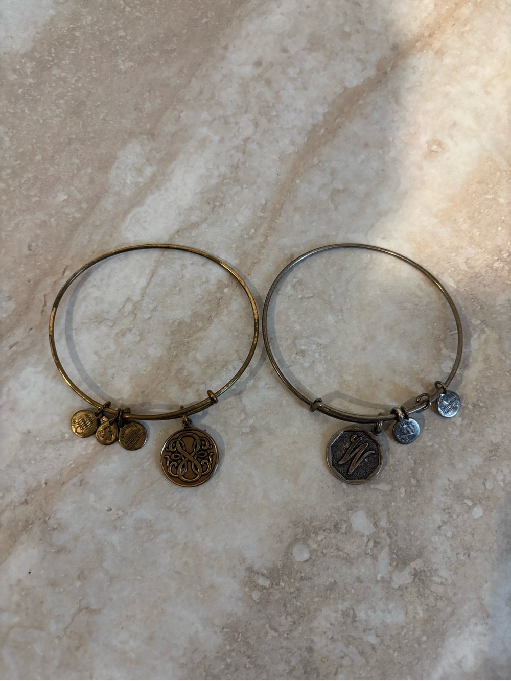 Alex and Ani  Gold and Silver Charm Bangle Bracelet Set
